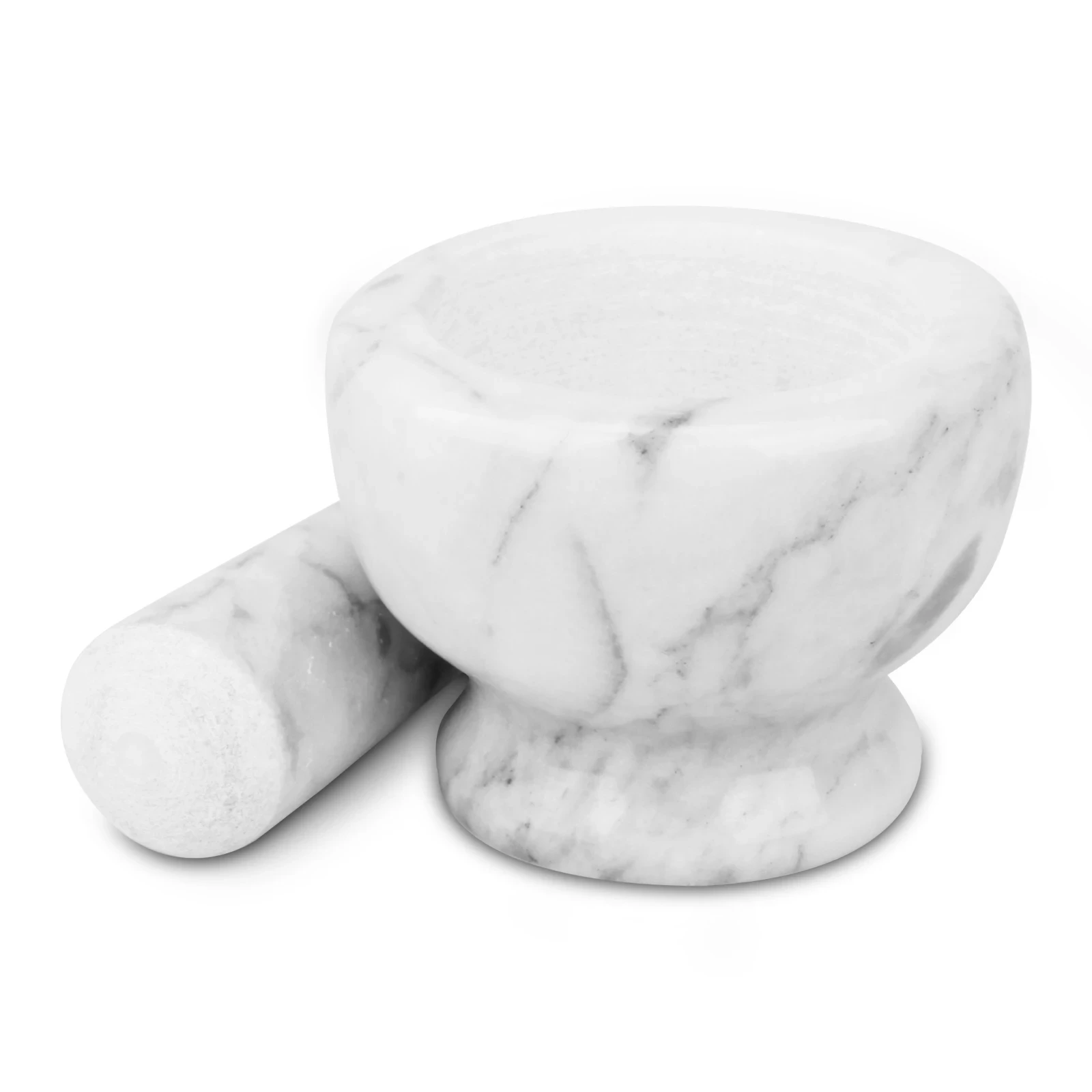 белый серый мрамор Ступка и пестик D8x6cm ч