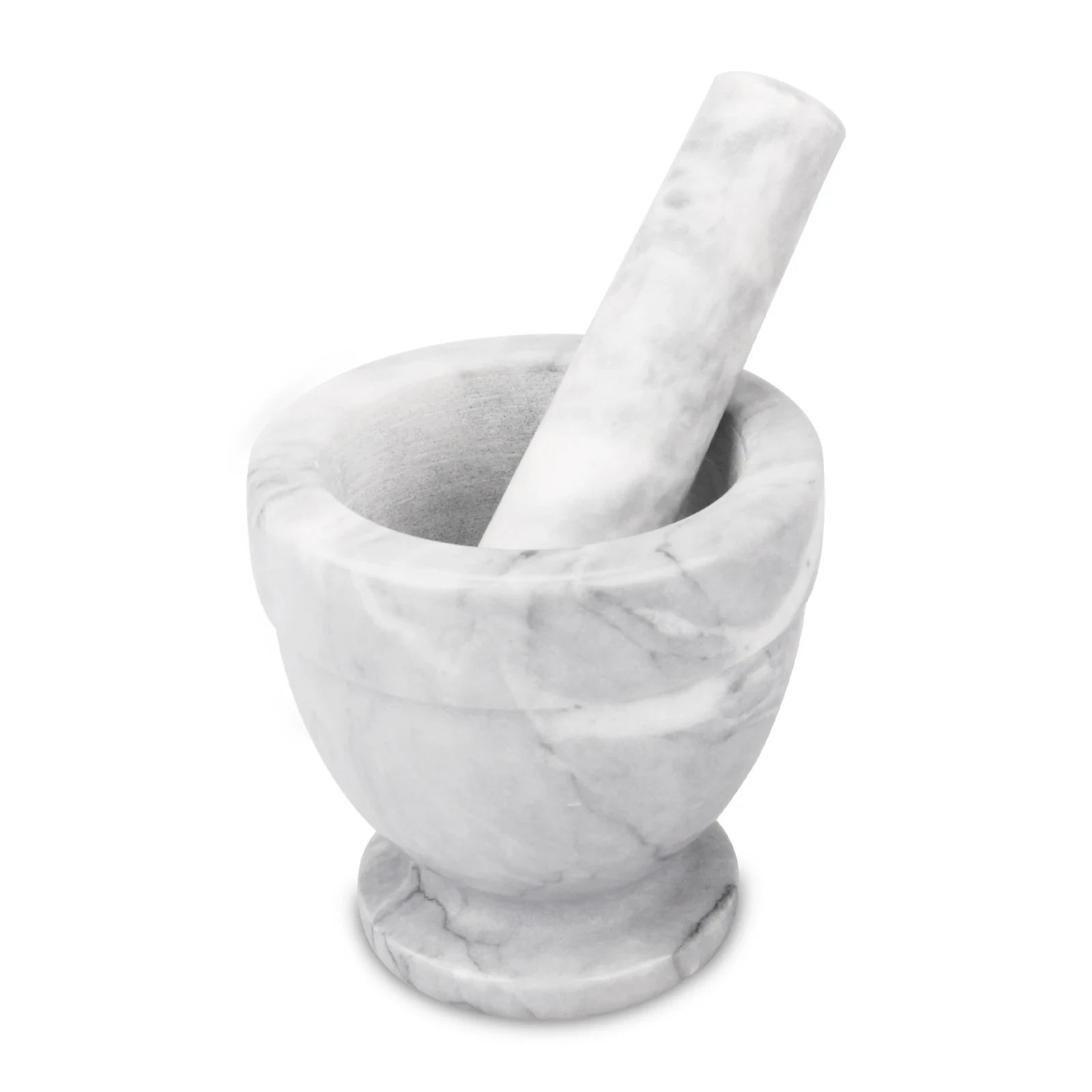 Ступка и пестик из бело-серого мрамора D10,5x10,5 см H